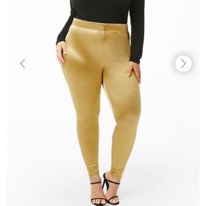 Gold metallic leggings Forever 21 3X